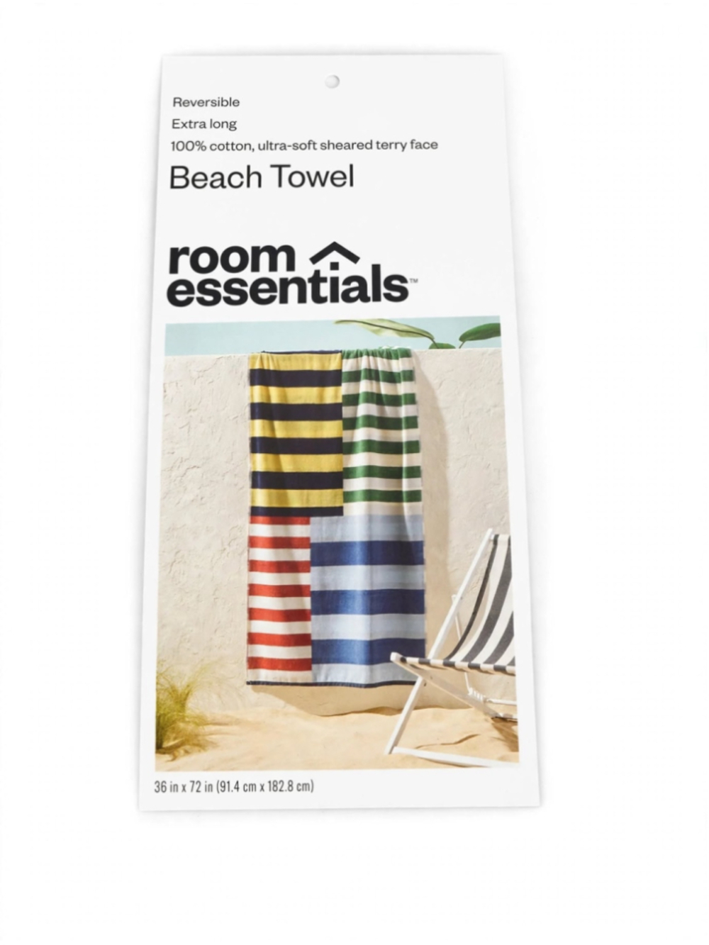 Room Essentials Unisex Beach Towel One Size Multi-color Striped
